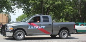 Sheriff and his truck in Musselshell County Roundup Montana