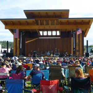 City Stage with spectators and concert set up at Musselshell County Roundup Montana
