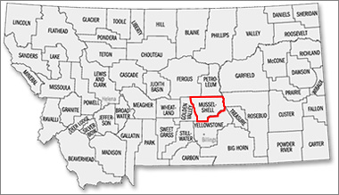 Musselshell County Map in Montana
