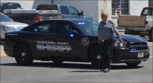 County Sheriff Michael Thomas at a road block